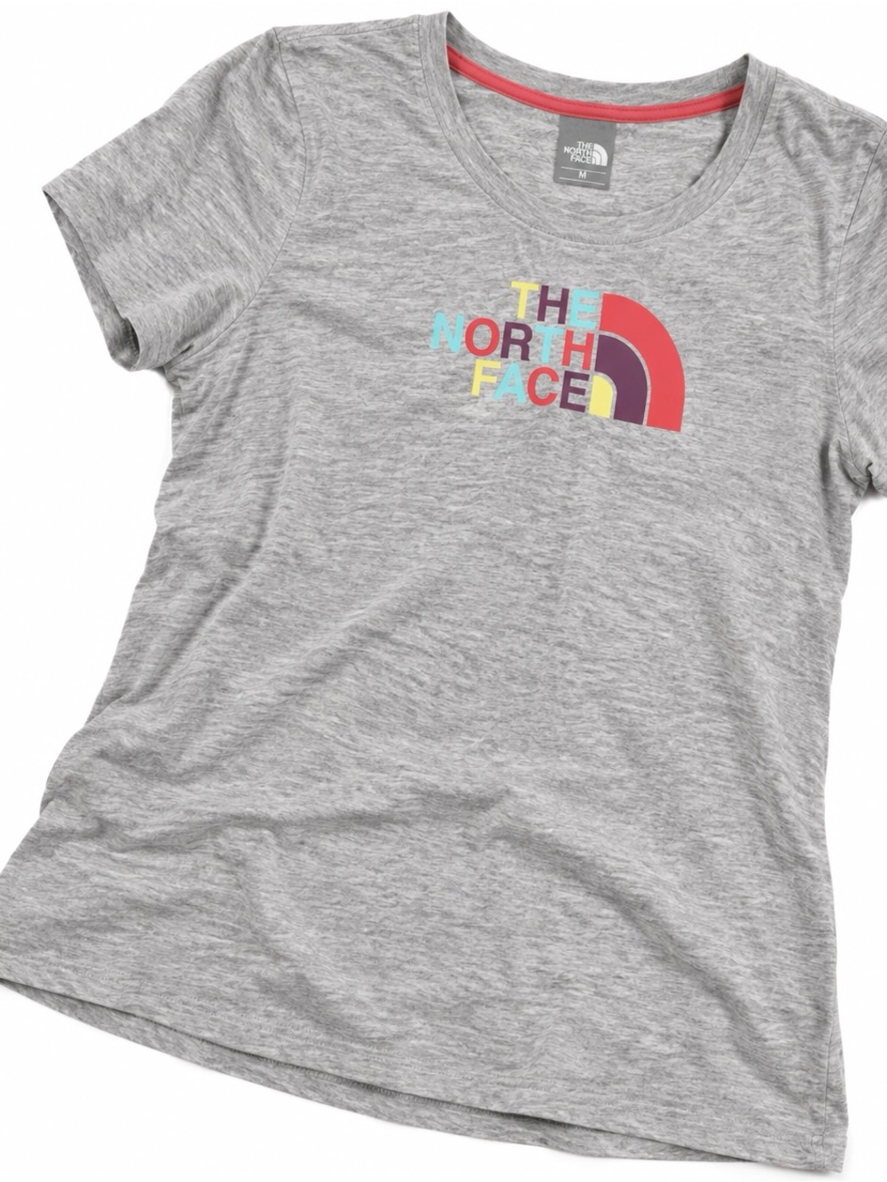 The North Face Girls' Gray Short-Sleeve Logo Tee with Multicolor Print